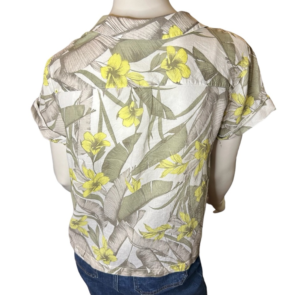 Banana‎ Republic Factory Green Tropical Floral Cotton Button Up Shirt Small - Picture 6 of 13